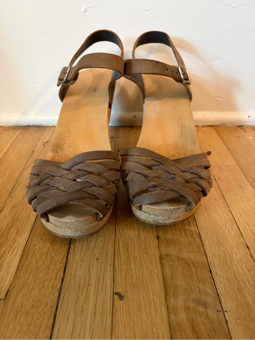 Swedish Hasbeens Braided Sky High size 38 Sandals